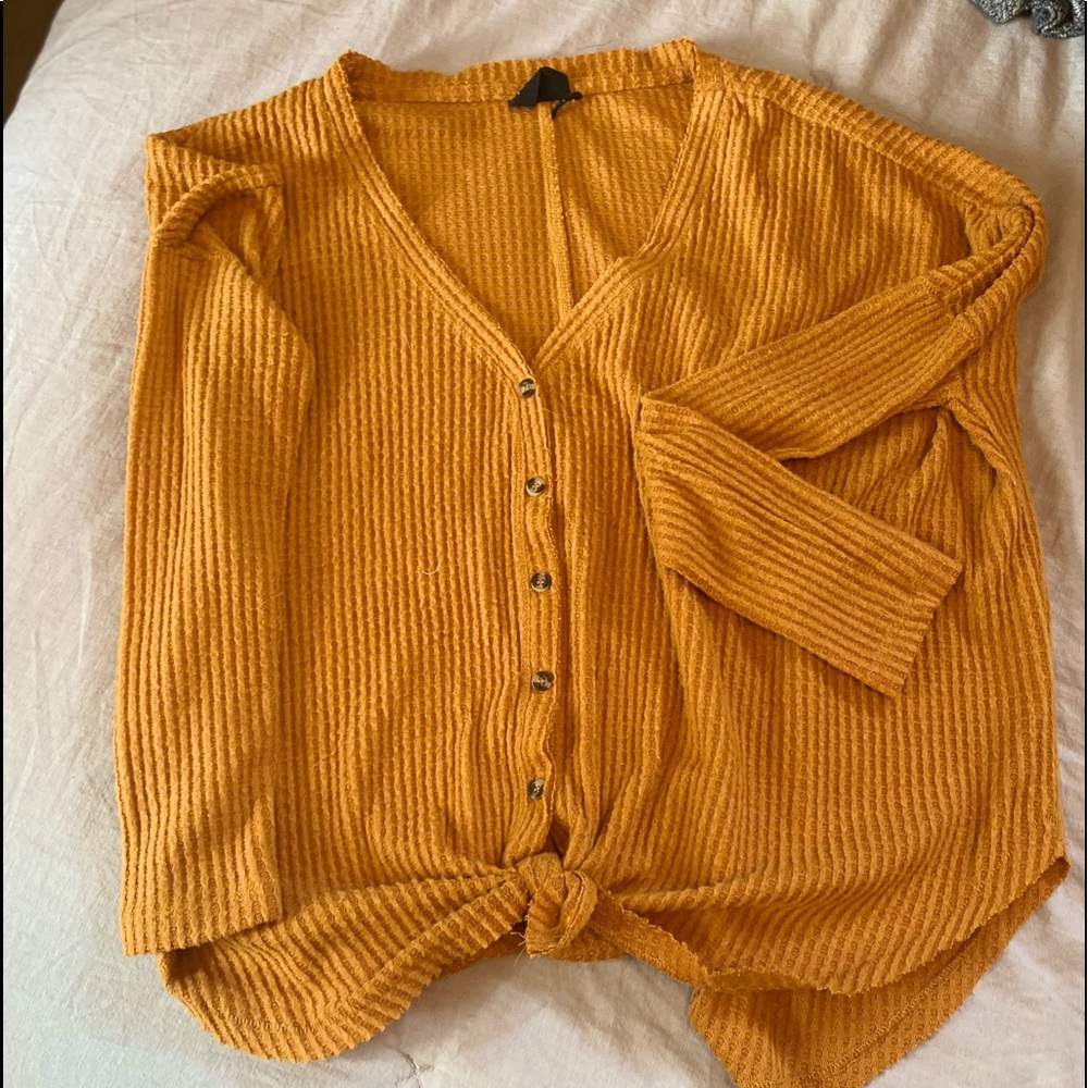 Mustard waffle oversized tee